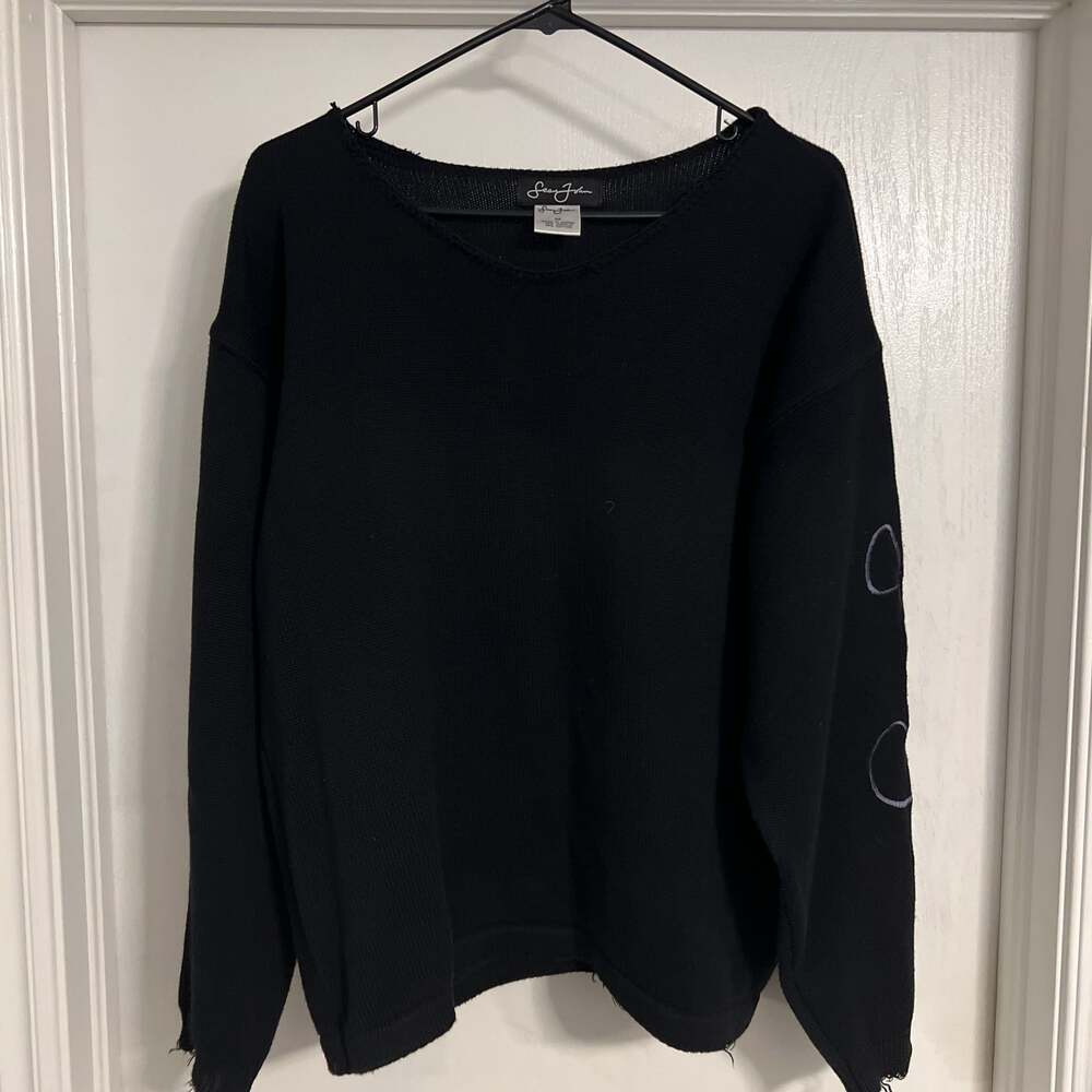 Vintage Sean John Spell Out Logo Black Crewneck Sweater